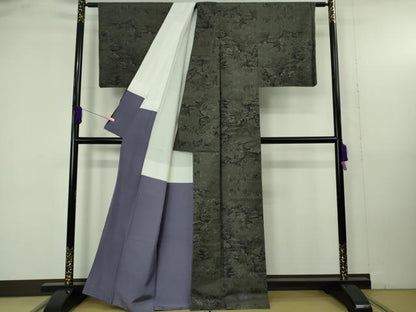 平和屋着物●極上　都喜ヱ門 本場大島紬 天上総絣　9マルキ　純泥染　京都名勝十五景　藤絹織物謹製　証紙付き　逸品　未使用　DZAB4892kh6