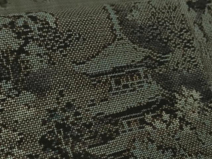 平和屋着物●極上　都喜ヱ門 本場大島紬 天上総絣　9マルキ　純泥染　京都名勝十五景　藤絹織物謹製　証紙付き　逸品　未使用　DZAB4892kh6