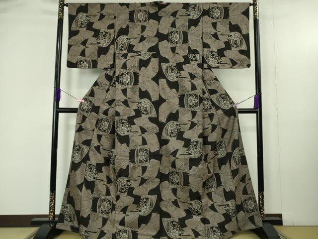 平和屋着物●極上　本場大島紬　割り込み絣　草花文　逸品　未使用　DZAB4894kh6