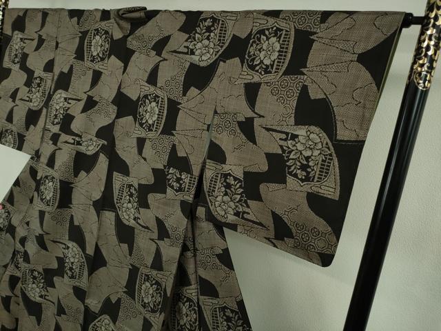 平和屋着物●極上　本場大島紬　割り込み絣　草花文　逸品　未使用　DZAB4894kh6