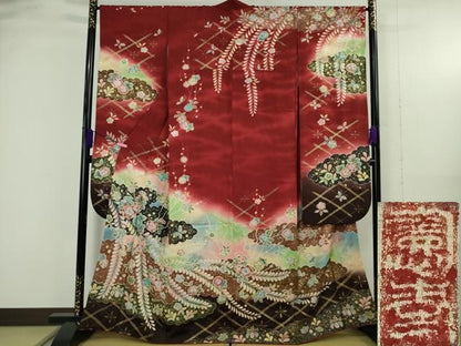 平和屋着物●極上　越後十日町の一流染匠　桐屋・翠山工房 徳永憲峰　辻が花　舞蝶文　暈し染め　金彩　銀通し地　振袖　逸品　DZAB4897kh6