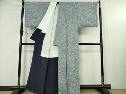 平和屋本店●極上　藍造り国選定無形文化財　藍師・佐藤昭人　藍香房　小紋　氷割文　逸品　未使用　DZAB4898kh6