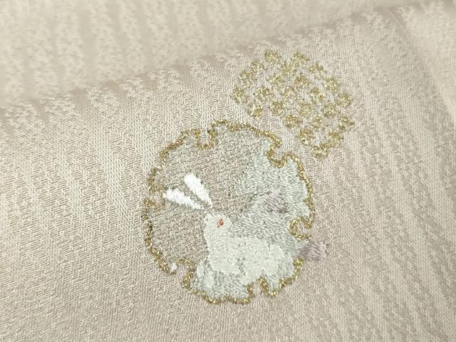 平和屋着物●極上　訪問着　刺繍　兎　うさぎ　雪輪　暈し染め　金銀糸　逸品　未使用　DZAB4900kh6