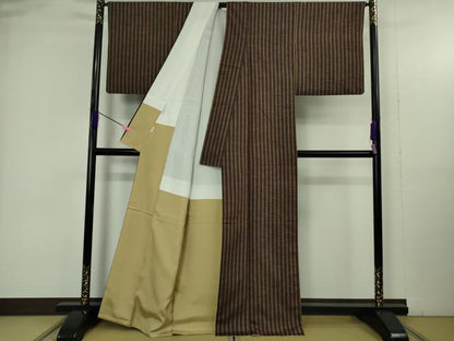 平和屋着物●極上　青山みとも　紬　縞　逸品　DZAB4901kh6