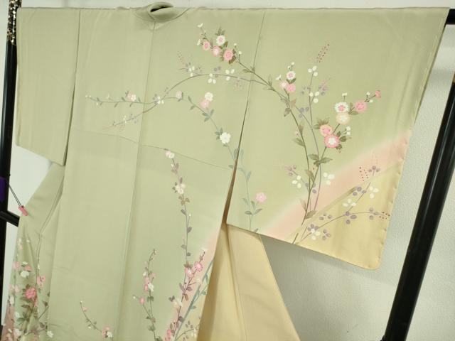 平和屋着物●極上　京加賀友禅　百貫達雄　訪問着　枝花文　暈し染め　逸品　DZAB4903kh6