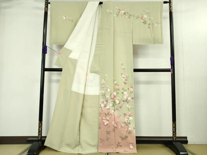 平和屋着物●極上　京加賀友禅　百貫達雄　訪問着　枝花文　暈し染め　逸品　DZAB4903kh6