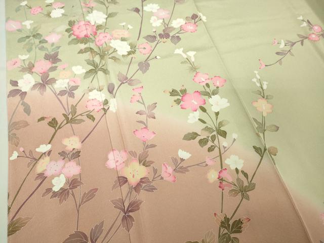 平和屋着物●極上　京加賀友禅　百貫達雄　訪問着　枝花文　暈し染め　逸品　DZAB4903kh6