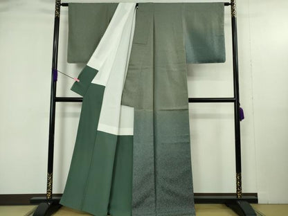 平和屋着物●極上　訪問着　お召地　唐草地紋　暈し染め　逸品　未使用　DZAB4913kh6