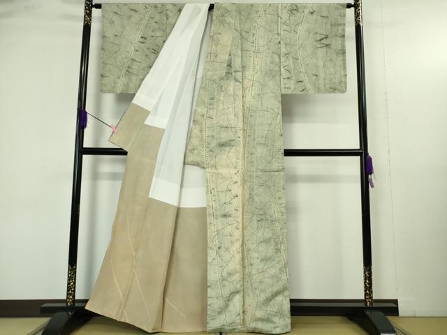 平和屋本店●極上　石川県指定無形文化財 牛首紬 白山工房 手織り 現代の名工 京友禅 村田道宣 訪問着 証紙付き 逸品 未使用　DZAB4916kh6