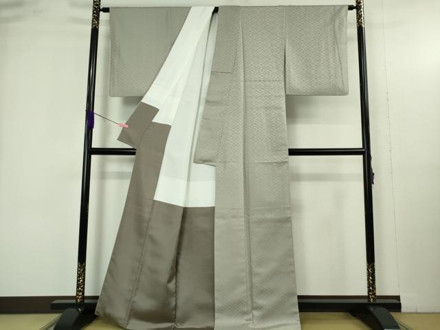 平和屋着物●極上　お召　花菱地紋　茶鼠色　逸品　DZAB4918kh6