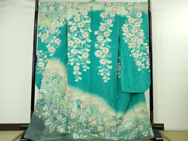 平和屋着物●極上　梅原虎峰　幻の辻が花　振袖　暈し染め　銀通し地　逸品　未使用　DZAB4919kh6