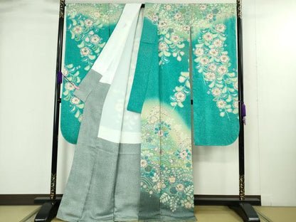 平和屋着物●極上　梅原虎峰　幻の辻が花　振袖　暈し染め　銀通し地　逸品　未使用　DZAB4919kh6