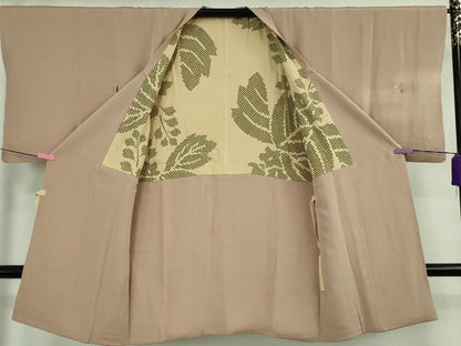 平和屋着物∞極上　創業460年・千總　道行コート　ロング丈　総刺繍　草花文　水柿色地　暈し染め　銀糸　逸品　DZAB4921kh6