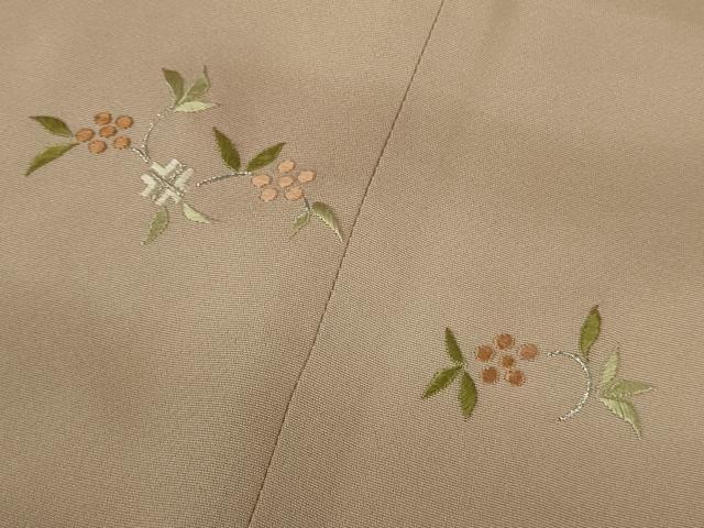 平和屋着物∞極上　創業460年・千總　道行コート　ロング丈　総刺繍　草花文　水柿色地　暈し染め　銀糸　逸品　DZAB4921kh6