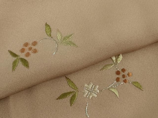 平和屋着物∞極上　創業460年・千總　道行コート　ロング丈　総刺繍　草花文　水柿色地　暈し染め　銀糸　逸品　DZAB4921kh6