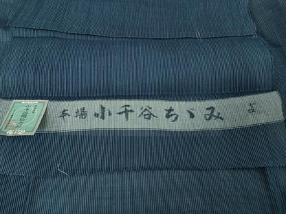 平和屋着物＊極上　夏物　男性　本場小千谷ちぢみ　キングサイズ　本麻　手機織　縞　証紙付き　逸品　DZAB4922kh6