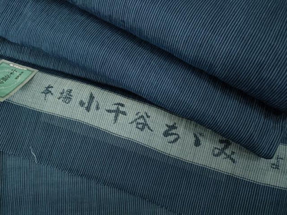 平和屋着物＊極上　夏物　男性　本場小千谷ちぢみ　キングサイズ　本麻　手機織　縞　証紙付き　逸品　DZAB4922kh6