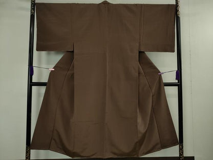 平和屋着物●極上　男性　お召　万筋　黒鳶色×赤墨色　逸品　未使用　DZAB4923kh6