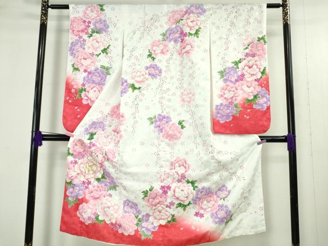 平和屋本店[]極上　七五三　女の子　7歳　祝着　刺繍　舞花文　暈し染め　金糸　洗える着物　逸品　DZAB4926kh6