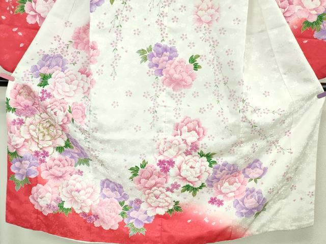 平和屋本店[]極上　七五三　女の子　7歳　祝着　刺繍　舞花文　暈し染め　金糸　洗える着物　逸品　DZAB4926kh6