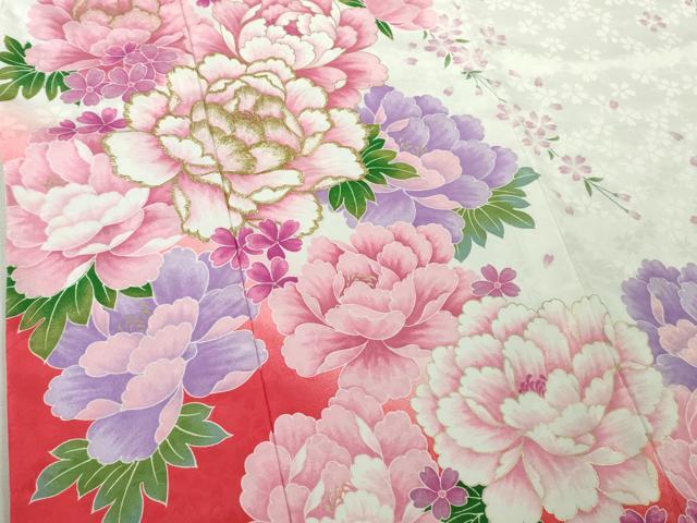 平和屋本店[]極上　七五三　女の子　7歳　祝着　刺繍　舞花文　暈し染め　金糸　洗える着物　逸品　DZAB4926kh6