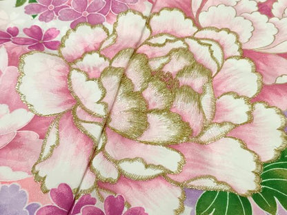 平和屋本店[]極上　七五三　女の子　7歳　祝着　刺繍　舞花文　暈し染め　金糸　洗える着物　逸品　DZAB4926kh6