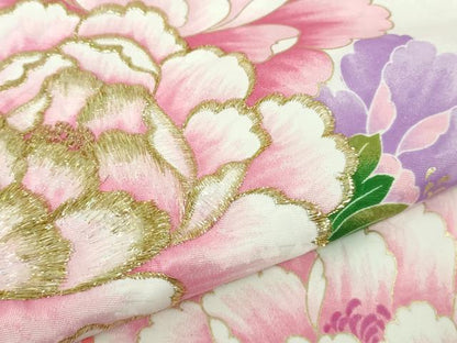 平和屋本店[]極上　七五三　女の子　7歳　祝着　刺繍　舞花文　暈し染め　金糸　洗える着物　逸品　DZAB4926kh6