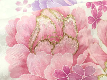 平和屋本店[]極上　七五三　女の子　7歳　祝着　刺繍　舞花文　暈し染め　金糸　洗える着物　逸品　DZAB4926kh6