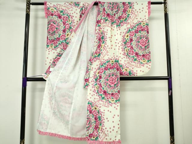 平和屋本店[]極上　Mezzo piano　七五三　女の子　7歳　祝着　花丸文　レース　金彩　洗える着物　逸品　DZAB4927kh6