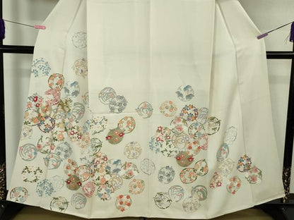 平和屋本店●極上　訪問着　友禅　花丸文　胡粉色地　金彩　逸品　DZAB4928kh6