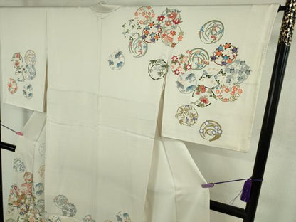平和屋本店●極上　訪問着　友禅　花丸文　胡粉色地　金彩　逸品　DZAB4928kh6