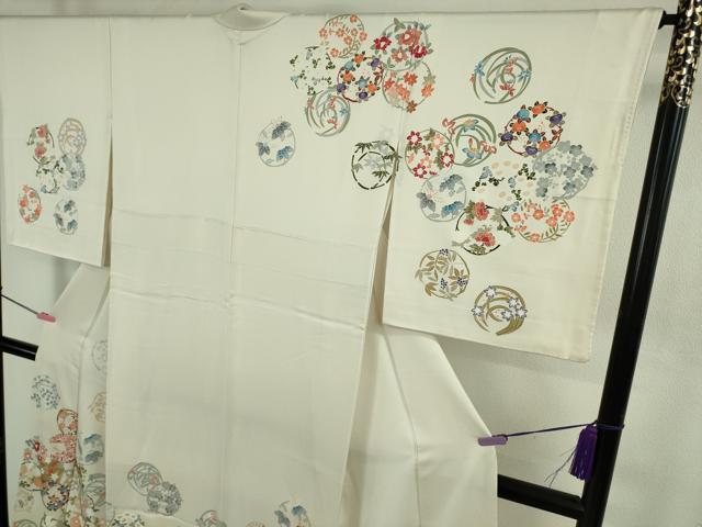 平和屋本店●極上　訪問着　友禅　花丸文　胡粉色地　金彩　逸品　DZAB4928kh6
