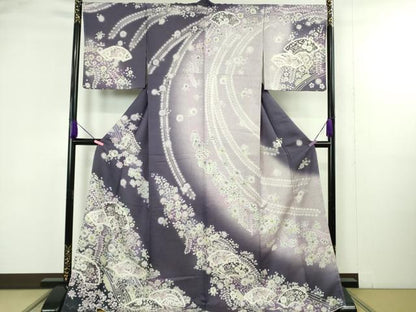 平和屋着物●極上　訪問着　辻が花　地紙花文　暈し染め　ロング丈　逸品　新品　DZAB4931kh6