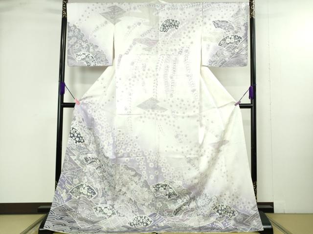 平和屋着物●極上　訪問着　辻が花　雪輪　地紙花文　暈し染め　ロング丈　逸品　新品　DZAB4932kh6