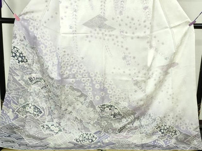 平和屋着物●極上　訪問着　辻が花　雪輪　地紙花文　暈し染め　ロング丈　逸品　新品　DZAB4932kh6