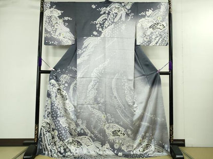 平和屋着物●極上　訪問着　辻が花　地紙　暈し染め　ロング丈　逸品　新品　DZAB4933kh6