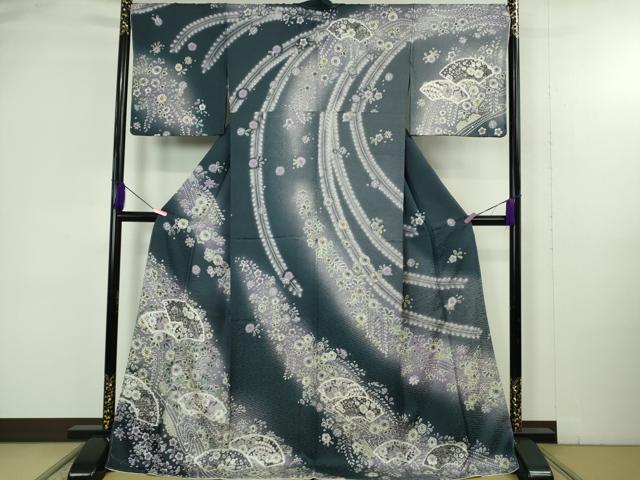 平和屋着物●極上　訪問着　辻が花　地紙　暈し染め　ロング丈　逸品　新品　DZAB4934kh6