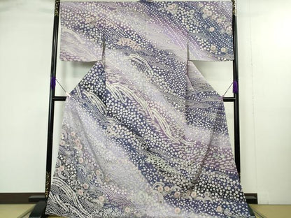 平和屋着物●極上　訪問着　辻が花　立波　暈し染め　ロング丈　逸品　新品　DZAB4937kh6