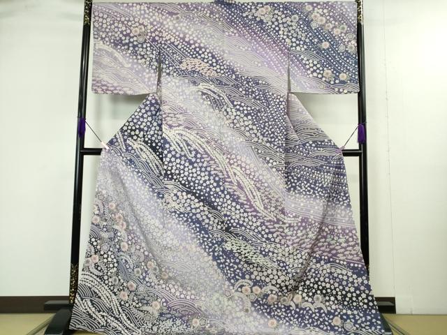 平和屋着物●極上　訪問着　辻が花　立波　暈し染め　ロング丈　逸品　新品　DZAB4937kh6