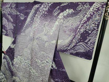 平和屋着物●極上　訪問着　立波花笹文　飛鶴地紋　暈し染め　ロング丈　逸品　新品　DZAB4938kh6