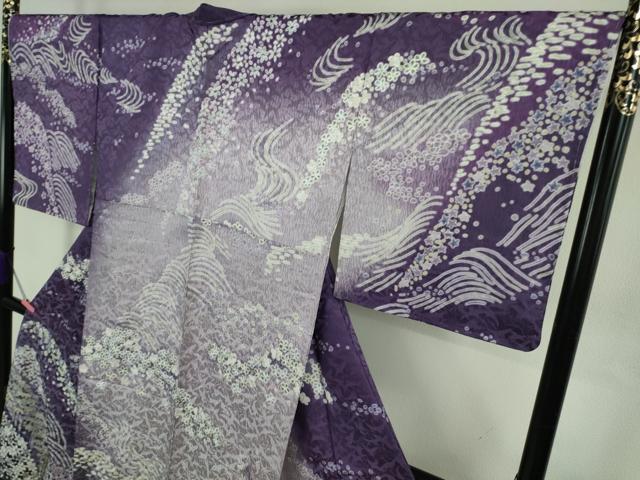 平和屋着物●極上　訪問着　立波花笹文　飛鶴地紋　暈し染め　ロング丈　逸品　新品　DZAB4938kh6