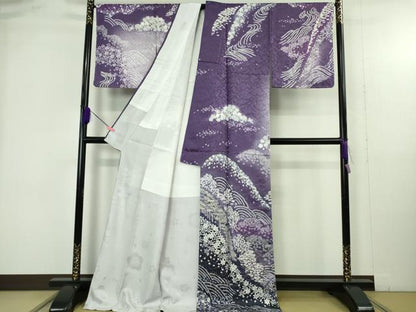 平和屋着物●極上　訪問着　立波花笹文　飛鶴地紋　暈し染め　ロング丈　逸品　新品　DZAB4938kh6