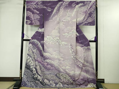 平和屋着物●極上　訪問着　立波笹花文　暈し染め　ロング丈　逸品　新品　DZAB4940kh6