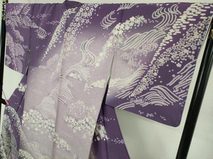 平和屋着物●極上　訪問着　立波笹花文　暈し染め　ロング丈　逸品　新品　DZAB4940kh6