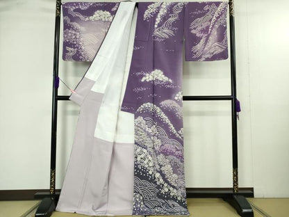 平和屋着物●極上　訪問着　立波笹花文　暈し染め　ロング丈　逸品　新品　DZAB4940kh6