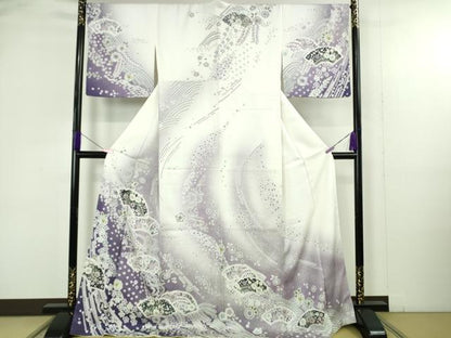 平和屋着物●極上　訪問着　辻が花　地紙　暈し染め　ロング丈　逸品　新品　DZAB4942kh6