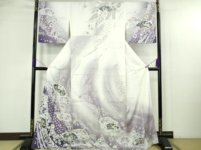 平和屋着物●極上　訪問着　辻が花　地紙　暈し染め　ロング丈　逸品　新品　DZAB4942kh6