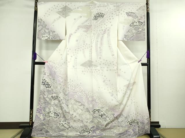 平和屋着物●極上　訪問着　辻が花　雪輪　地紙　暈し染め　ロング丈　逸品　新品　DZAB4944kh6