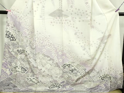 平和屋着物●極上　訪問着　辻が花　雪輪　地紙　暈し染め　ロング丈　逸品　新品　DZAB4944kh6