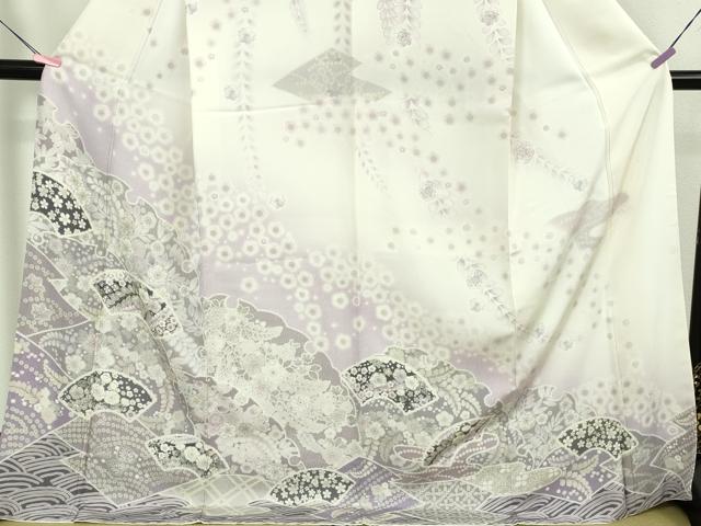 平和屋着物●極上　訪問着　辻が花　雪輪　地紙　暈し染め　ロング丈　逸品　新品　DZAB4944kh6